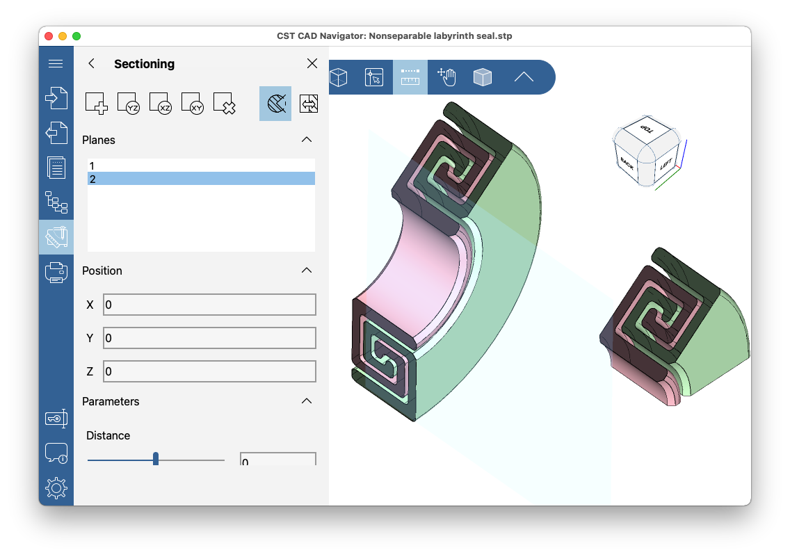 3D sectioning in CST CAD Navigator