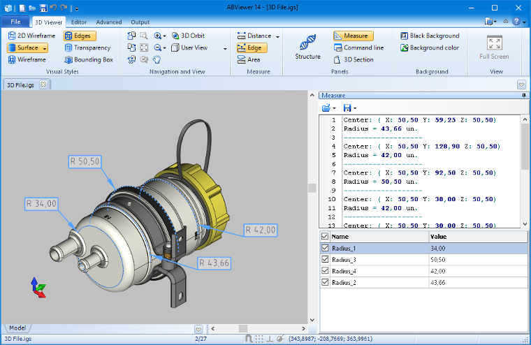 Measuring of a 3D model