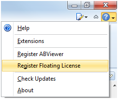 Selecting the Floating License Registration in ABViewer